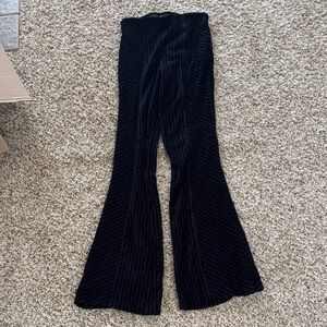 Free People Black Velvet Ribbed Flare Pants